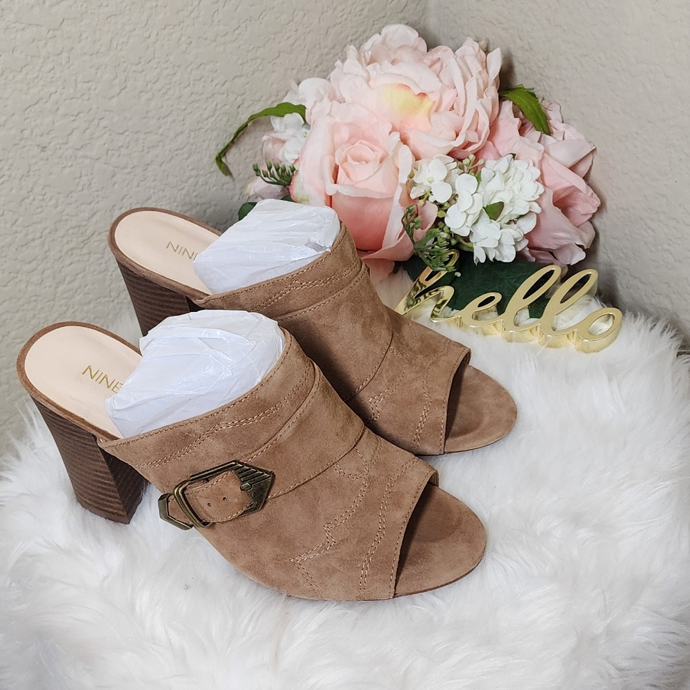 Cognac Suede Western Style Mules